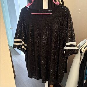 Torrid Black Sequin Short Sleeve Top